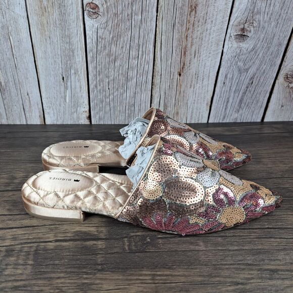 BIRDIES The Dove Floral Pink Petal Sequin Slip On Mule Women's Sz 9 NIB - Picture 3 of 9